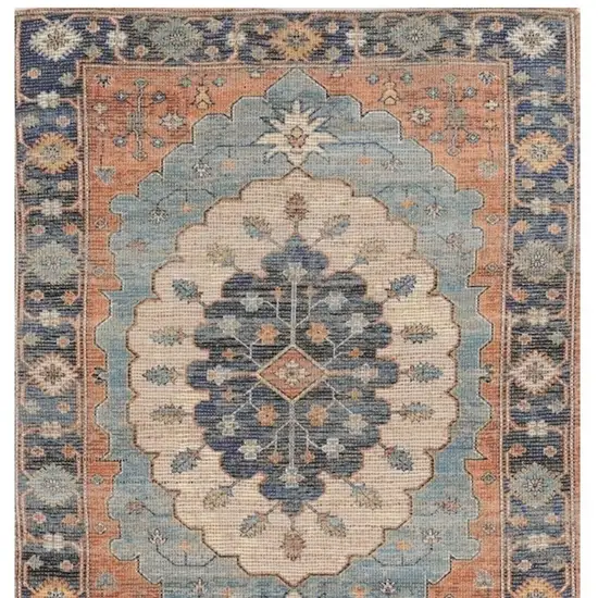 Blue Medallion Hand Woven Area Rug Photo 5