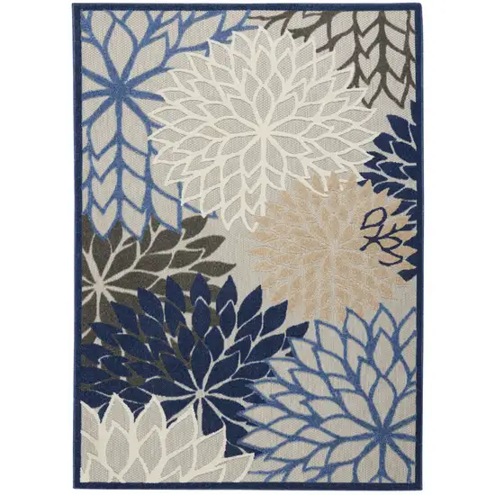 Blue And Gray Floral Indoor Outdoor Area Rug Photo 4