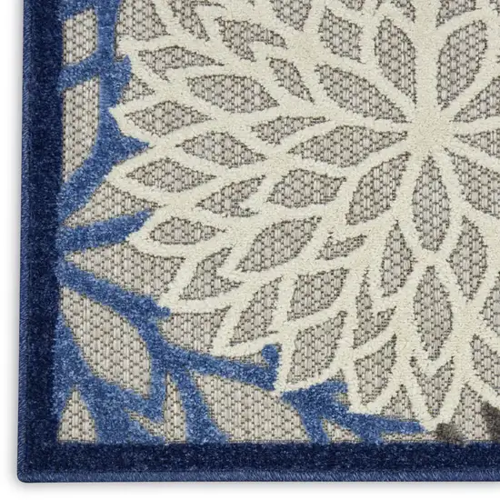 Blue And Gray Floral Indoor Outdoor Area Rug Photo 6