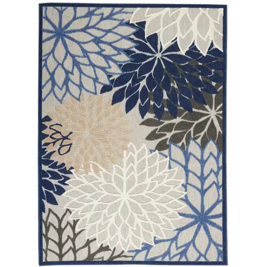 Blue Large Floral Indoor Outdoor Area Rug Photo 1