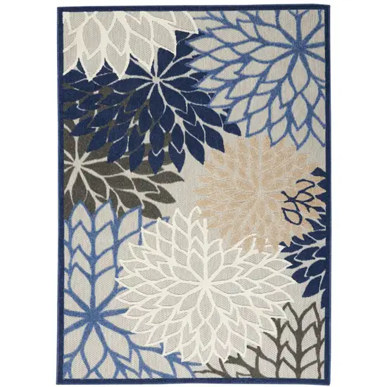 Blue Large Floral Indoor Outdoor Area Rug Photo 9