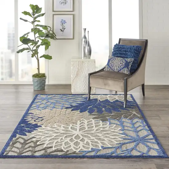 Blue And Gray Indoor Outdoor Area Rug Photo 9