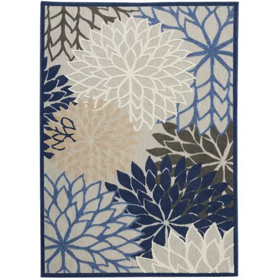 Blue And Gray Floral Indoor Outdoor Area Rug Photo 4