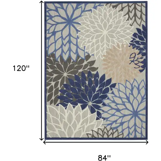 Blue And Gray Floral Indoor Outdoor Area Rug Photo 9