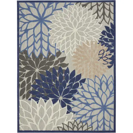 Blue And Gray Floral Indoor Outdoor Area Rug Photo 1