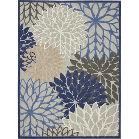 Blue And Gray Floral Indoor Outdoor Area Rug Photo 4