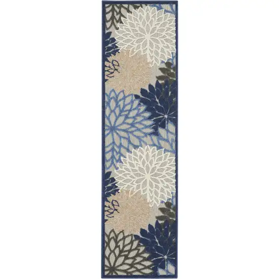 Blue And Gray Floral Indoor Outdoor Area Rug Photo 1