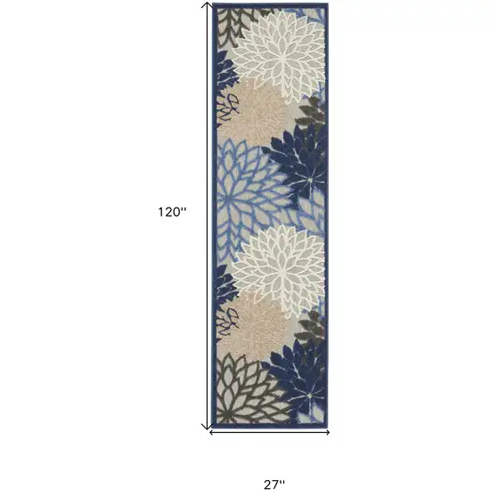 Blue And Gray Floral Indoor Outdoor Area Rug Photo 8