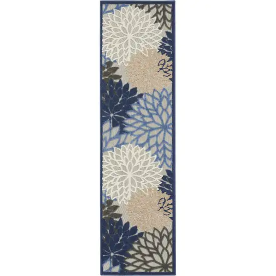 Blue And Gray Floral Indoor Outdoor Area Rug Photo 4