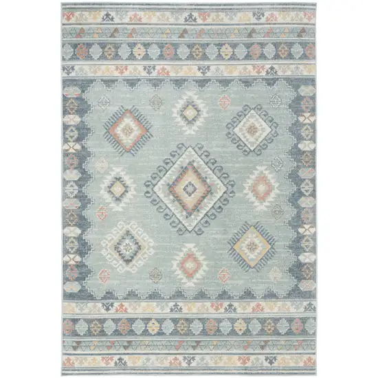 Blue Light Blue and Orange Geometric Flatweave Area Rug Photo 5