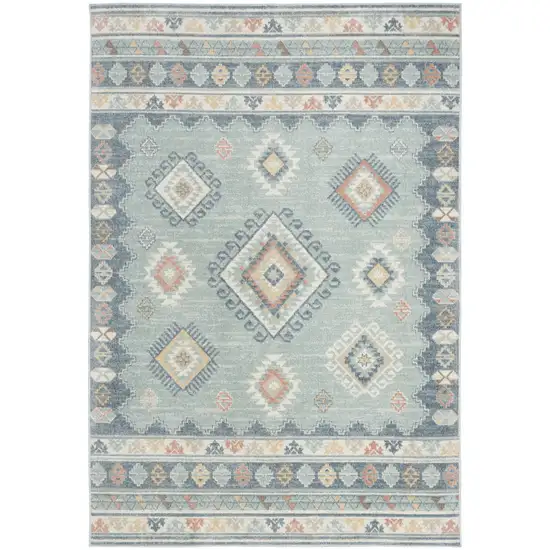 Blue Light Blue and Orange Geometric Flatweave Area Rug Photo 2