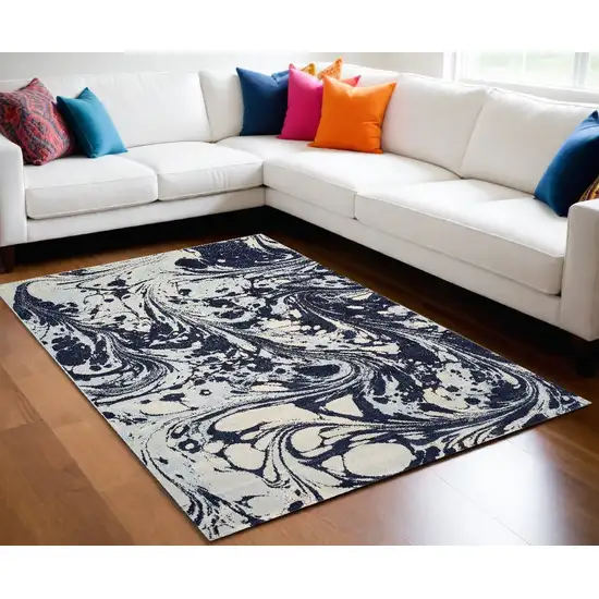 Blue Machine Woven Abstract Indoor Area Rug Photo 1