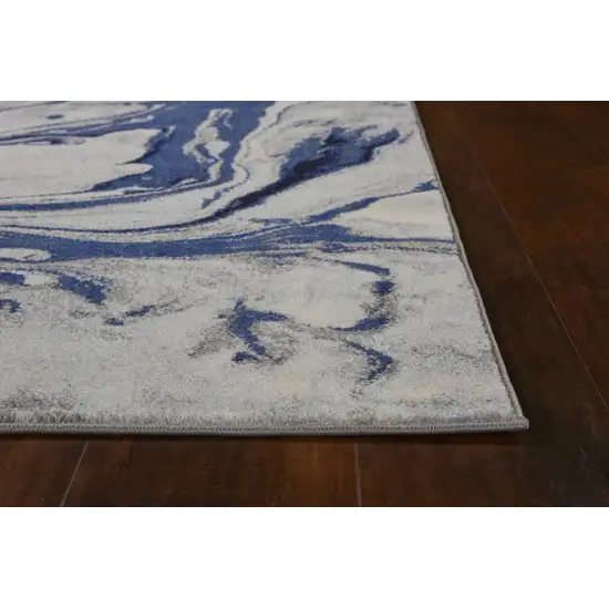 Blue Machine Woven Abstract Watercolor Indoor Area Rug Photo 4