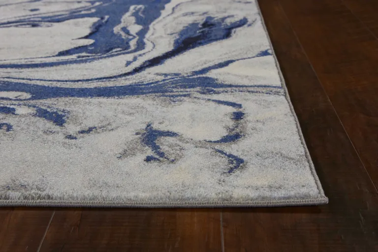 Blue Machine Woven Abstract Watercolor Indoor Area Rug Photo 4