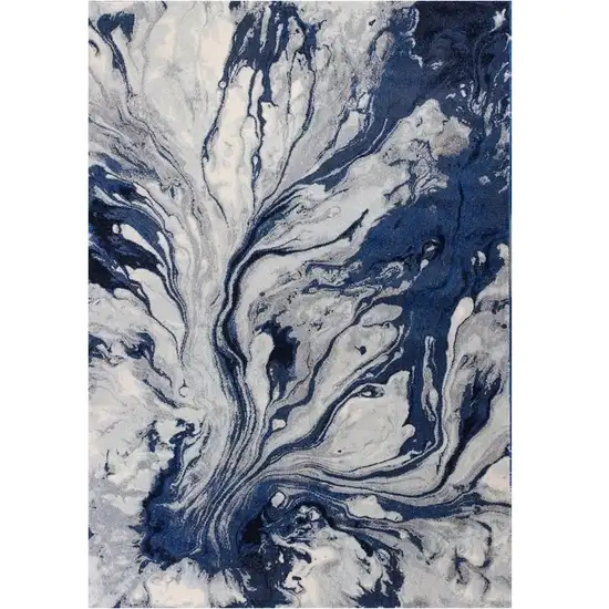 Blue Machine Woven Abstract Watercolor Indoor Area Rug Photo 2