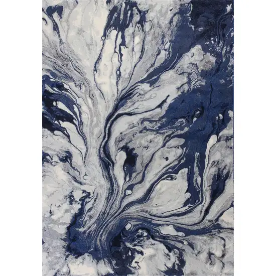 Blue Machine Woven Abstract Watercolor Indoor Area Rug Photo 1