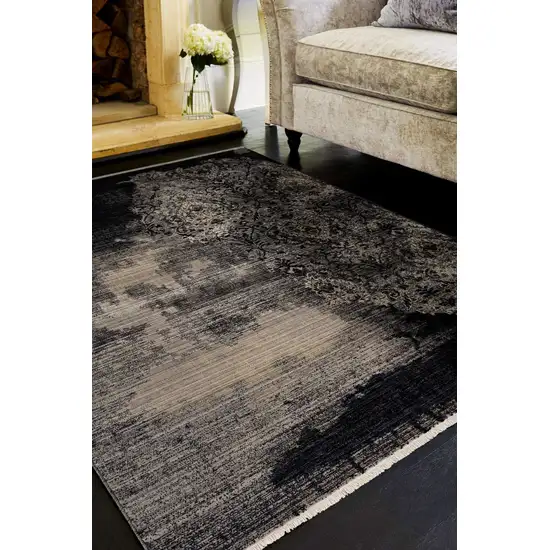 Blue Machine Woven Distressed Vintage Traditional Indoor Area Rug Photo 3