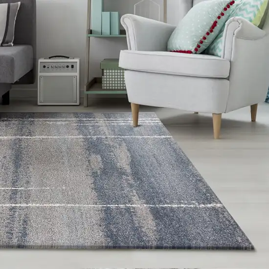 Blue Machine Woven Ombre Indoor Area Rug Photo 4