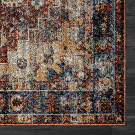 Blue Medallion Distressed Washable Area Rug Photo 3