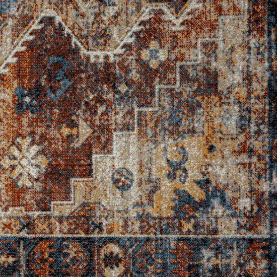 Blue Medallion Distressed Washable Area Rug Photo 4