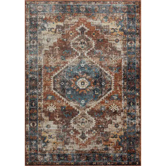 Blue Medallion Distressed Washable Area Rug Photo 1