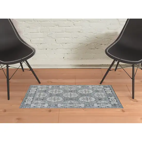 Blue Medallion Power Loom Area Rug Photo 3