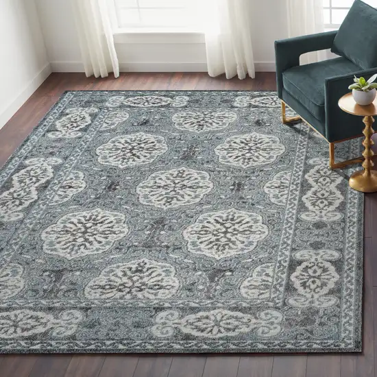 Blue Medallion Power Loom Area Rug Photo 4