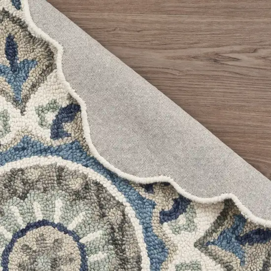 Blue Modern Floral Area Rug Photo 5