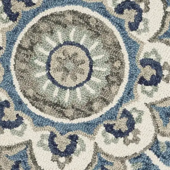 Blue Modern Floral Area Rug Photo 8