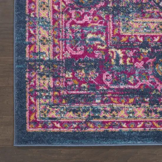 Blue Moroccan Power Loom Distressed Area Rug Photo 3