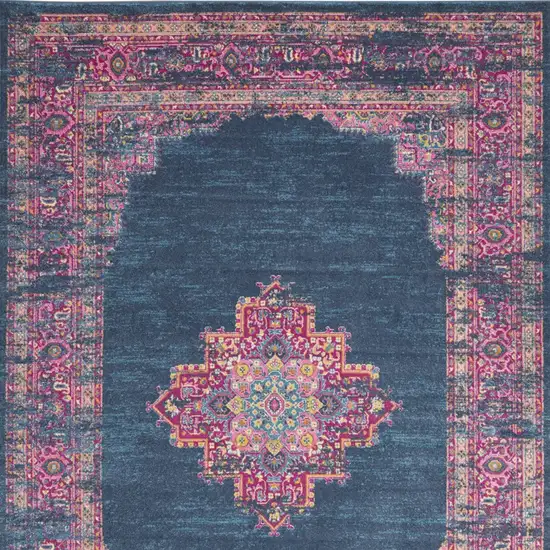 Blue Moroccan Power Loom Distressed Area Rug Photo 8