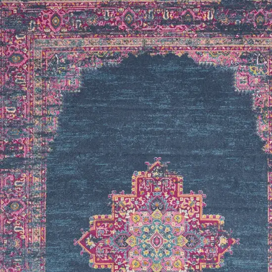 Blue Moroccan Power Loom Distressed Area Rug Photo 6