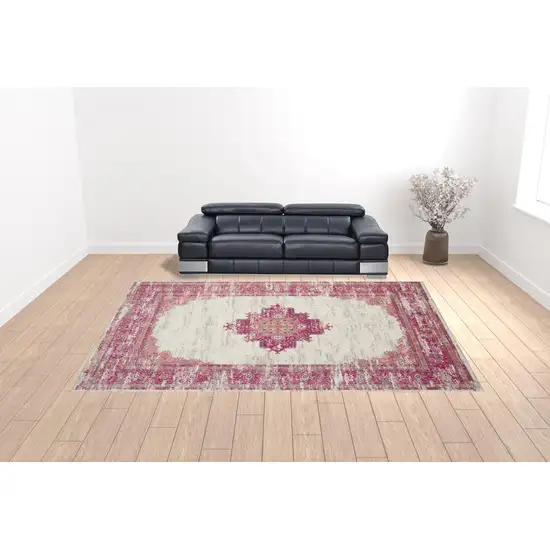 Blue Moroccan Power Loom Distressed Area Rug Photo 2