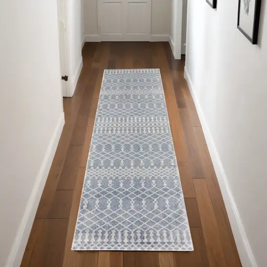 Blue Moroccan Power Loom Runner Rug Photo 1