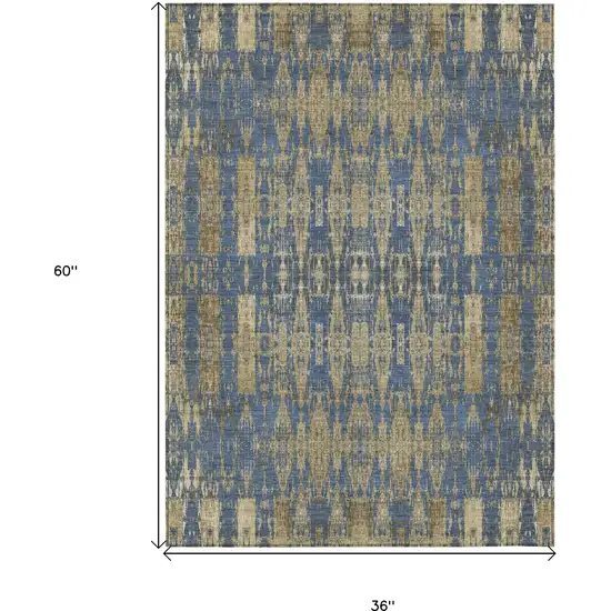 Blue Moroccan Washable Non Skid Indoor Outdoor Area Rug Photo 3