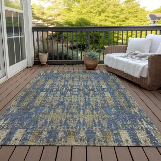 Blue Moroccan Washable Non Skid Indoor Outdoor Area Rug Photo 7