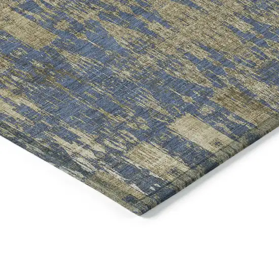 Blue Moroccan Washable Non Skid Indoor Outdoor Area Rug Photo 5