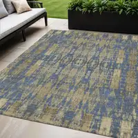 Photo of Blue Moroccan Washable Non Skid Indoor Outdoor Area Rug