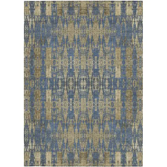 Blue Moroccan Washable Non Skid Indoor Outdoor Area Rug Photo 5