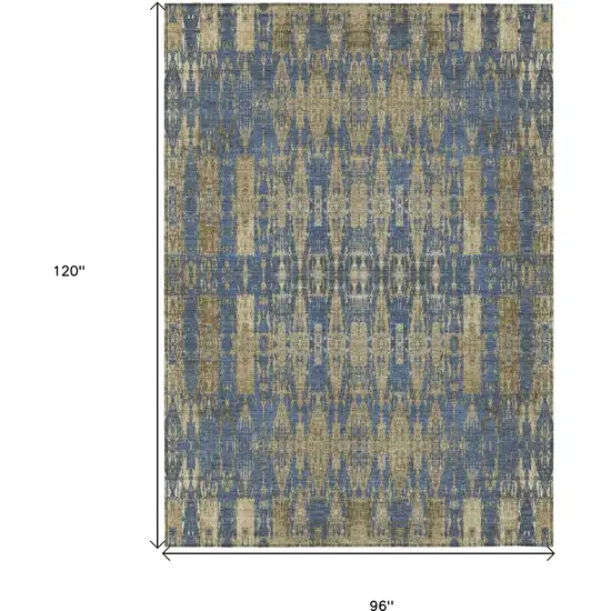 Blue Taupe And Beige Moroccan Washable Indoor Outdoor Area Rug Photo 3