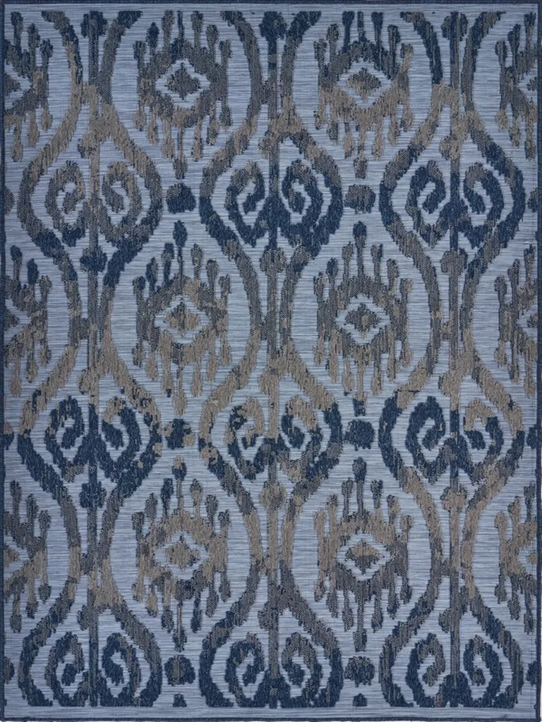 Blue Ogee Pattern Indoor Outdoor Area Rug Photo 1