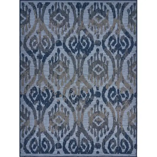 Blue Ogee Pattern Indoor Outdoor Area Rug Photo 1