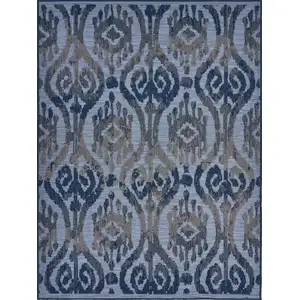 Photo of Blue Ogee Pattern Indoor Outdoor Area Rug