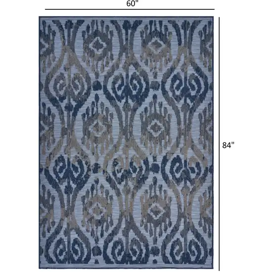 Blue Ogee Pattern Indoor Outdoor Area Rug Photo 5