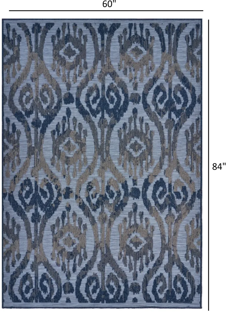 Blue Ogee Pattern Indoor Outdoor Area Rug Photo 5