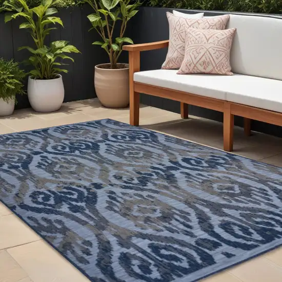 Blue And Yellow Indoor Outdoor Area Rug Photo 1