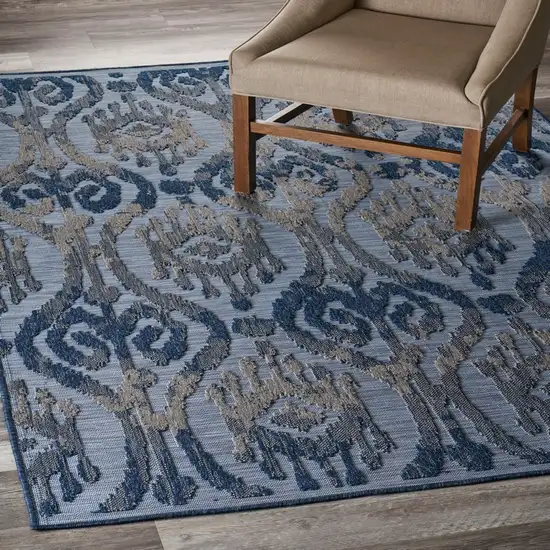 Blue Ogee Pattern Indoor Outdoor Area Rug Photo 8