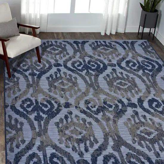 Blue Ogee Pattern Indoor Outdoor Area Rug Photo 4