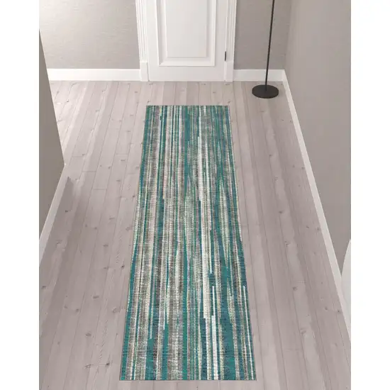 Blue Ombre Tufted Runner Rug Photo 2