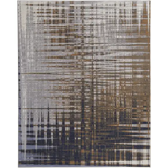 Blue Orange And Gray Abstract Power Loom Area Rug Photo 1